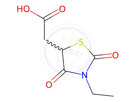 Chemical structure of (3-Ethyl-2,4-dioxo-thiazolidin-5-yl)-acetic acid
