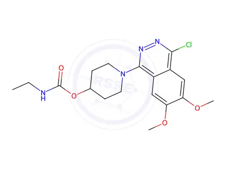 Chemical structure of 1-(4-Chloro-6,7-dimethoxyphthalazin-1-yl)piperidin-4-yl Ethylcarbamate