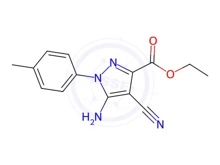 Chemical structure of Ethyl5-amino-4-cyano-1-p-tolylpyrazole-3-carboxylate