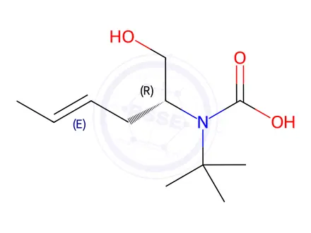 Chemical structure of Carbamic acid, [(1R,3E)-1-(hydroxymethyl)-3-pentenyl]-, 1,1-dimethylethyl