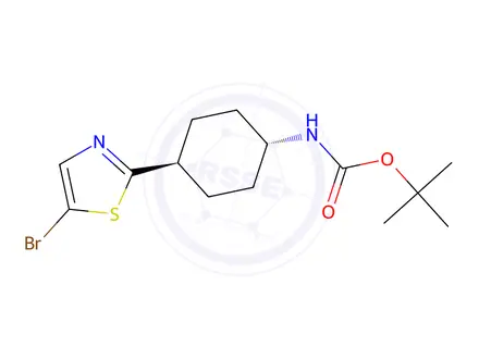 Chemical structure of tert-Butyl ((1r,4r)-4-(5-bromothiazol-2-yl)cyclohexyl)carbamate