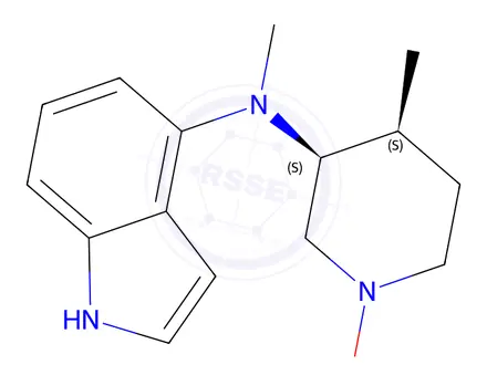 Chemical structure of (3S,4S)-3-((1H-indol-4-yl)(methyl)amino)-4-methylpiperidin-1-ol