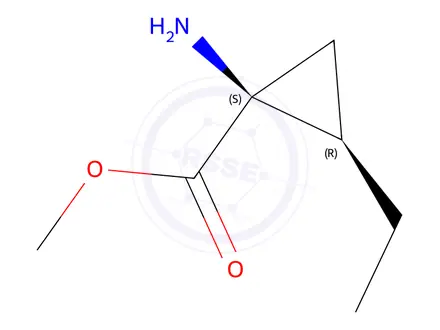 Chemical structure of Cyclopropanecarboxylic acid, 1-amino-2-ethyl-, methyl ester, (1S-cis)-(9CI)