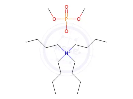Chemical structure of N,N,N-Tributyl-1-butanaminium Dimethyl Phosphate