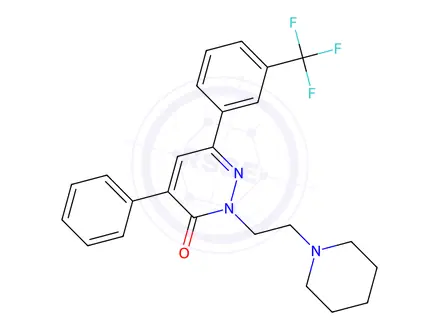 Chemical structure of 4-Phenyl-2-(2-(piperidin-1-yl)ethyl)-6-(3-(trifluoromethyl)phenyl)pyridazin-3(2H)-one