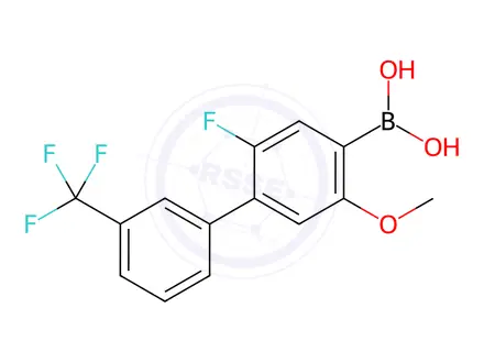Chemical structure of 2-fluoro-5-methoxy-3'-(trifluoromethyl)biphenyl-4-ylboronic acid