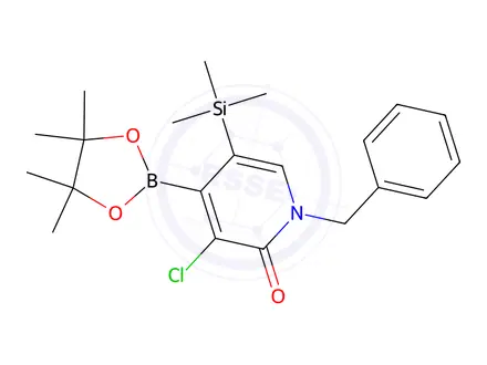 Chemical structure of 1-Benzyl-3-chloro-4-(4,4,5,5-tetramethyl-1,3,2-dioxaborolan-2-yl)-5-(trimethylsilyl)pyridin-2(1H)-one