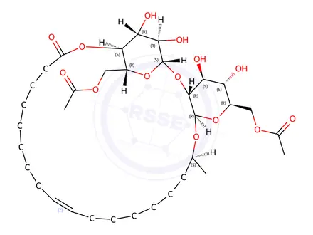 Chemical structure of Lactonic (di-acetylated) Sophorolipids