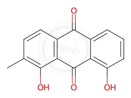 Chemical structure of 1,8-Dihydroxy-2-methyl-9,10-anthraquinone