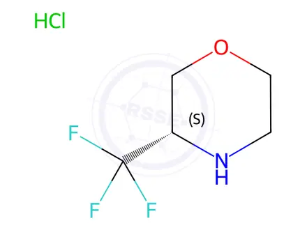 Chemical structure of Morpholine, 3-(trifluoromethyl)-, hydrochloride (1:1), (3S)-