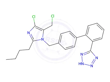 Chemical structure of 5-(4'-((2-butyl-4-chloro-5-(chloromethyl)-1H-imidazol-1-yl) methyl)-[1,1'-biphenyl]-2-yl)-2H-tetrazole
