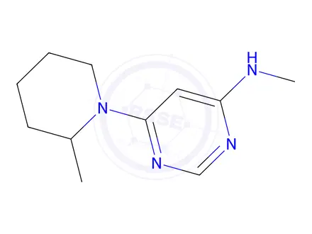 Chemical structure of n-methyl-6-(2-methylpiperidin-1-yl)pyrimidin-4-amine