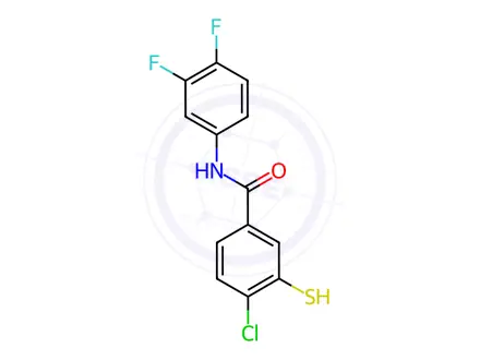 Chemical structure of Benzamide, 4-chloro-N-(3,4-difluorophenyl)-3-mercapto-