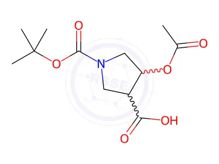 Chemical structure of 4-Acetoxy-1-(tert-butoxycarbonyl)pyrrolidine-3-carboxylic acid