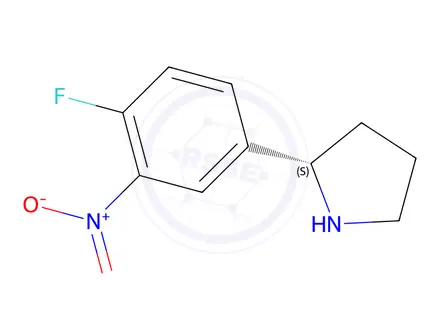 Chemical structure of (S)-2-(4-fluoro-3-nitrophenyl)pyrrolidine