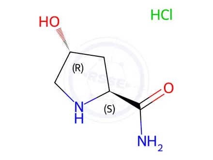 Chemical structure of (2S,4R)-4-Hydroxypyrrolidine-2-carboxamide Hydrochloride