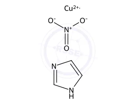 Chemical structure of tetrakis(imidazolyl)copper(II) dinitrate
