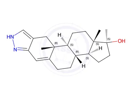 Chemical structure of 17Î²-Hydroxy-17Î±-methylandrost-4-eno[3,2-c]pyrazole
