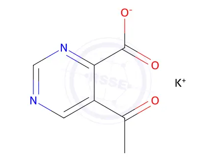 Chemical structure of potassium 5-acetylpyrimidine-4-carboxylate