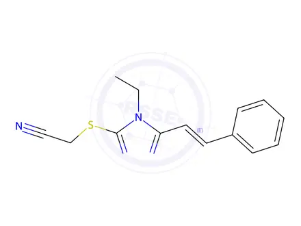 Chemical structure of (E)-2-((4-ethyl-5-styryl-4H-1,2,4-triazol-3-yl)thio)acetonitrile