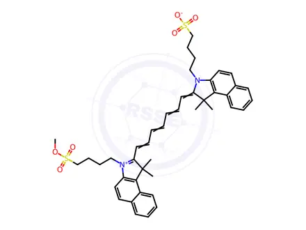 Chemical structure of 4-(2-((1E,3E,5E,7E)-7-(3-(4-(Methoxysulfonyl)butyl)-1,1-dimethyl-1,3-dihydro-2H-benzo[e]indol-2-ylidene)hepta-1,3,5-trien-1-yl)-1,1-dimethyl-1H-benzo[e]indol-3-ium-3-yl)butane-1-sulfonate