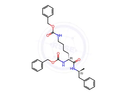 Chemical structure of Dibenzyl ((R)-6-oxo-6-(((S)-1-phenylpropan-2-yl)amino)hexane-1,5-diyl)dicarbamate