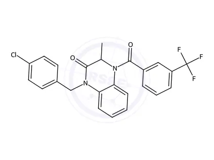 Chemical structure of 1-(4-Chlorobenzyl)-3-methyl-4-(3-(trifluoromethyl)benzoyl)-3,4-dihydroquinoxalin-2(1H)-one