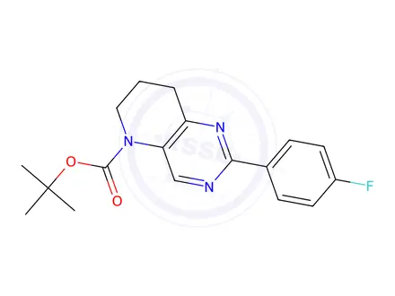 Chemical structure of 2-(4-Fluoro-phenyl)-7,8-dihydro-6H-pyrido[3,2-d]pyrimidine-5-carboxylic acid tert-butyl ester