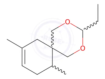 Chemical structure of 3-ethyl-8,11(or 9,11)-dimethyl-2,4-dioxaspiro[5.5]undec-8-ene