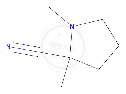 Chemical structure of 2-Pyrrolidinecarbonitrile,1,2-dimethyl-(6CI,9CI)