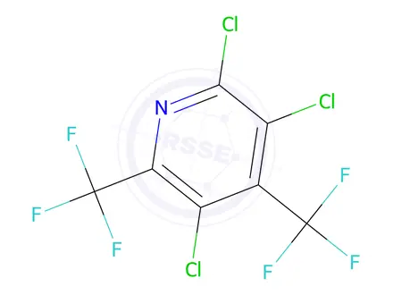Chemical structure of 2,3,5-Trichloro-4,6-bistrifluoromethyl pyridine