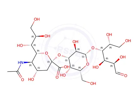 Chemical structure of N-Acetylneuraminyl-lactose, Neuramin-lactose, α-NeuNAc-(2-3)-and-(2-6)-β-D-Gal-(1-4)-D-Glc