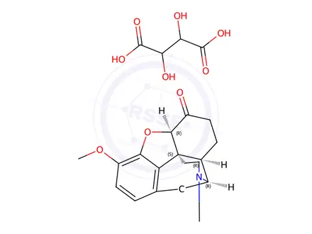 Chemical structure of Hydrocodone (+)-bitartrate salt