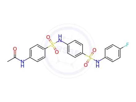 Chemical structure of N-(4-(N-(4-(N-(4-Fluorophenyl)sulfamoyl)phenyl)sulfamoyl)phenyl)acetamide