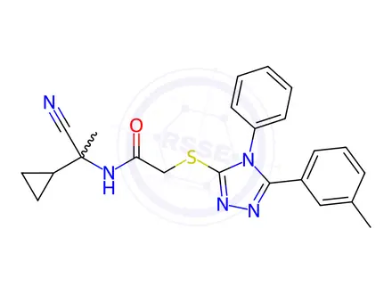 Chemical structure of N-(1-Cyano-1-cyclopropylethyl)-2-((4-phenyl-5-(m-tolyl)-4H-1,2,4-triazol-3-yl)thio)acetamide