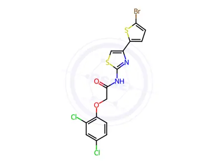 Chemical structure of N-(4-(5-Bromothiophen-2-yl)thiazol-2-yl)-2-(2,4-dichlorophenoxy)acetamide