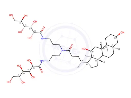 Chemical structure of (3a,5b,12a)-N,N-Bis[3-(D-gluconoylamino)propyl]-3,12-dihydroxycholan-24-amide