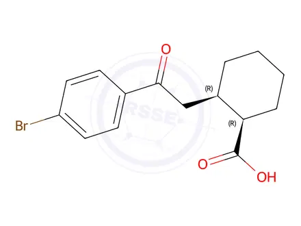 Chemical structure of (1R,2R)-2-(2-(4-bromophenyl)-2-oxoethyl)cyclohexane-1-carboxylic acid