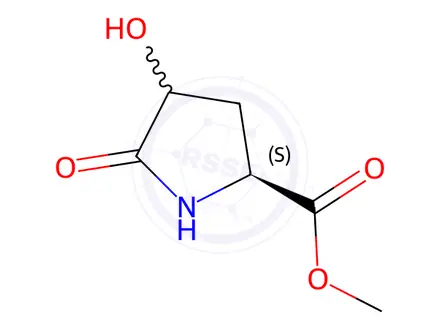 Chemical structure of Proline, 4-hydroxy-5-oxo-, methyl ester (9CI)
