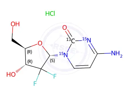 Chemical structure of Gemcitabine-13C,15N2 Hydrochloride