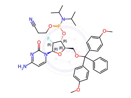 Chemical structure of Phosphoramidites Impurity 40 (5'DMT-2'F-dC CEP)