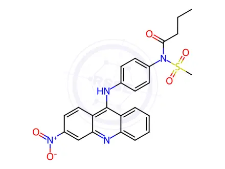 Chemical structure of N-(Methylsulfonyl)-N-(4-((3-nitroacridin-9-yl)amino)phenyl)butyramide