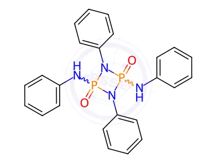 Chemical structure of N,N',1,3-tetraphenyl-1,3,2,4-diazadiphosphetidine-2,4-diamine 2,4-dioxide