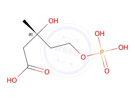 Chemical structure of (R)-3-hydroxy-3-methyl-5-(phosphonooxy)pentanoic acid