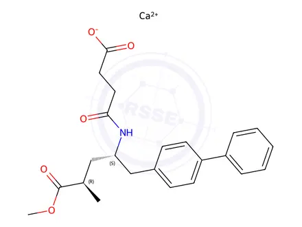 Chemical structure of Calcium 4-(((2S,4R)-1-([1,1'-biphenyl]-4-yl)-5-methoxy-4-methyl-5-oxopentan-2-yl)amino)-4-oxobutanoate