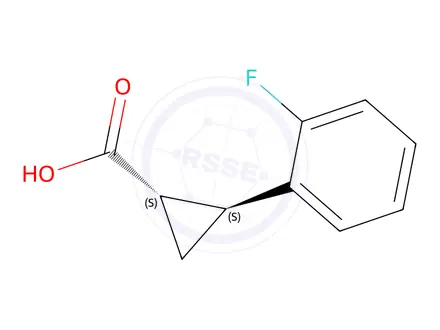 Chemical structure of (1S,2S)-2-(2-fluorophenyl)cyclopropane-1-carboxylic acid