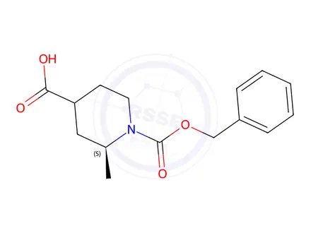 Chemical structure of (2S)-1-((benzyloxy)carbonyl)-2-methylpiperidine-4-carboxylic acid