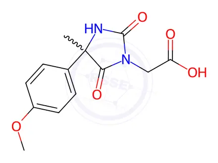 Chemical structure of [4-(4-Methoxy-phenyl)-4-methyl-2,5-dioxo-imidazolidin-1-yl]-acetic acid