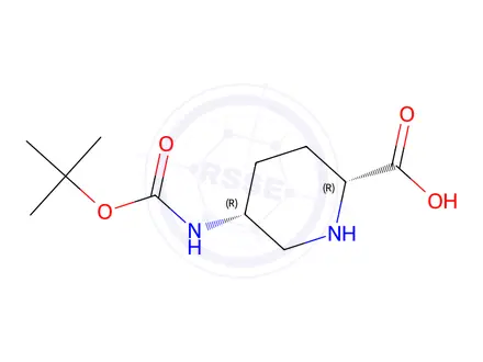 Chemical structure of 2-Piperidinecarboxylic acid, 5-[[(1,1-dimethylethoxy)carbonyl]amino]-, (2R,5R)-rel-