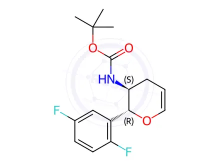 Chemical structure of tert-butyl [(2R,3S)-2-(2,5-difluorophenyl)-3,4-dihydro-2H-pyran-3-yl]carbaMate